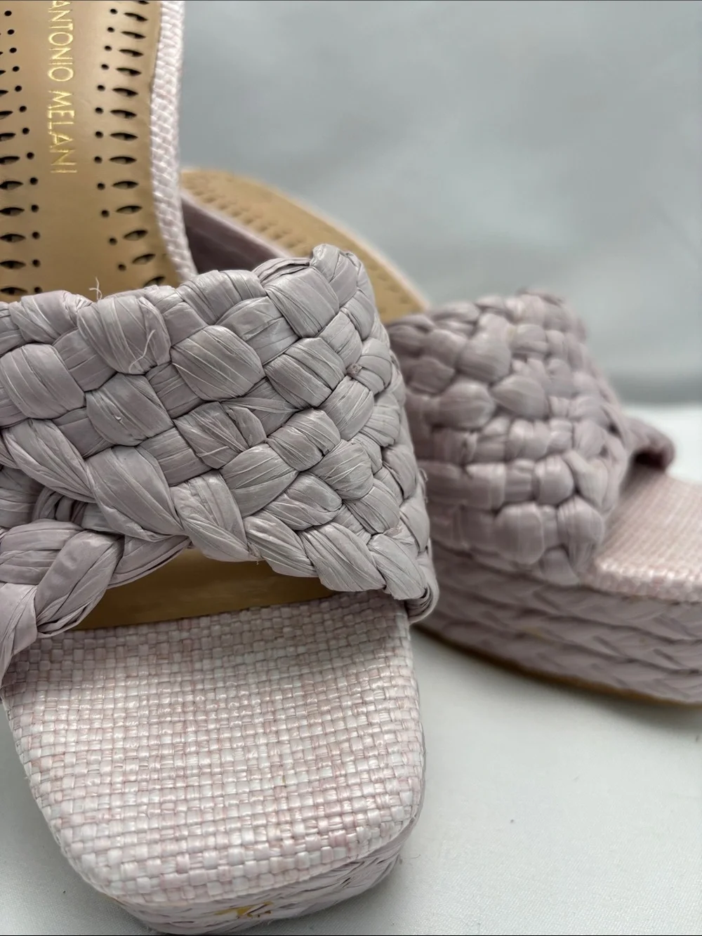 ANTONIO MELANI Women’s 6 Lavender Braided Platform Wedge‎ Sandals #333